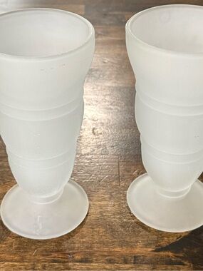 Indiana Glass Frosted White Stemmed Dessert Goblets (Pair)